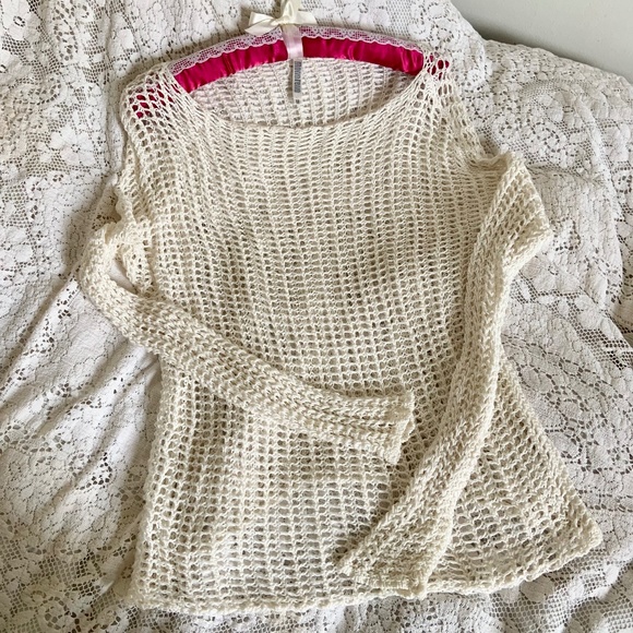 Vintage y2k Monoreno crochet mesh knit sweater top - Picture 1 of 4